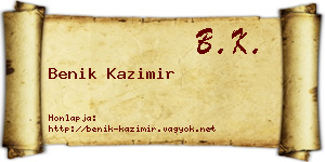 Benik Kazimir névjegykártya